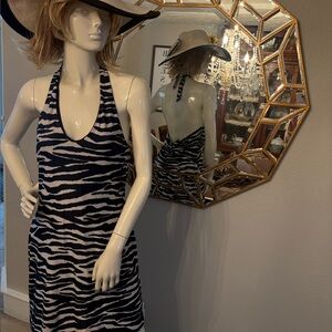 NO BOUNDARIES black/white animal print halter dress EUC size 11/13 Juniors LARGE